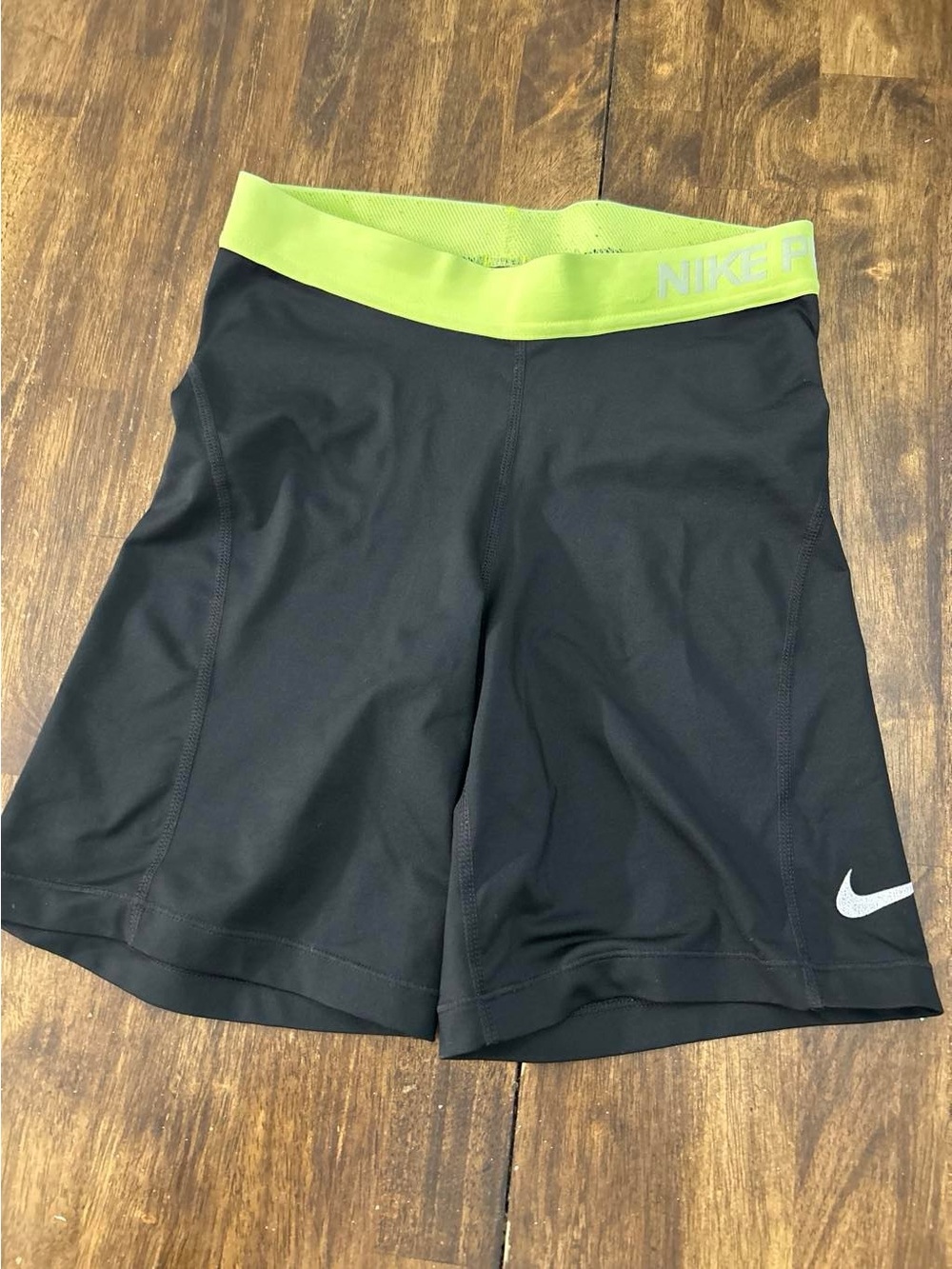 Nike Black Bike Shorts with Neon Lime Waistband